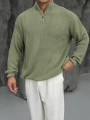Erkek Fıstık Yeşili Fermuar Yaka Kazak