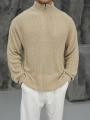 Erkek Bej Fermuar Yaka Kazak