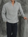 Erkek Gri Fermuar Yaka Kazak