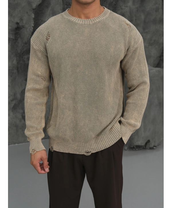 Erkek Bej Streetwear Kazak