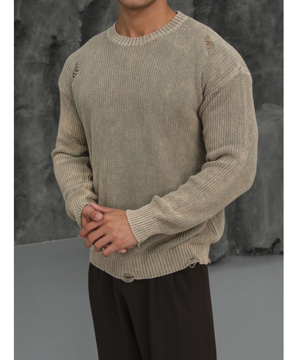 Erkek Bej Streetwear Kazak