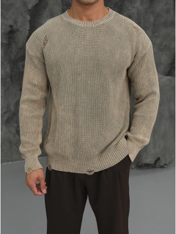 Erkek Bej Streetwear Kazak