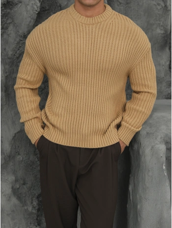 Erkek Kapuçino Triko Örme Kazak