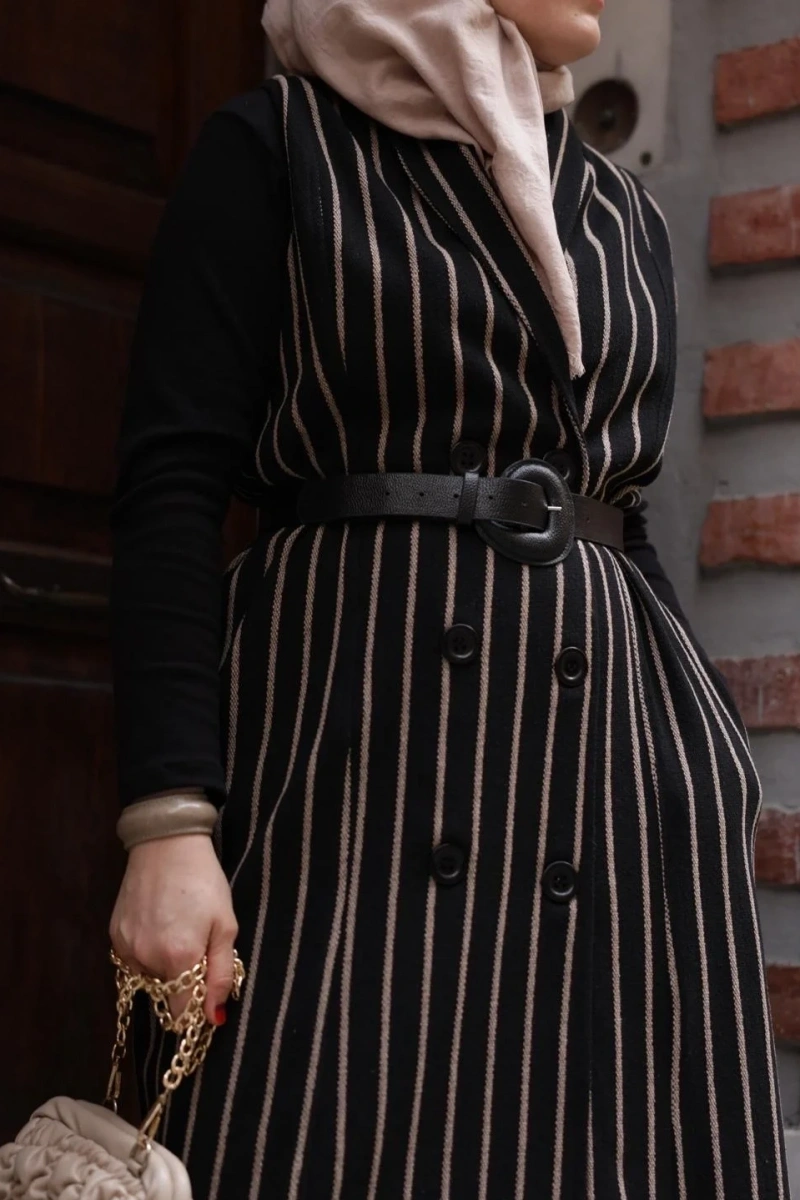 Vizon Çizgili Yelek