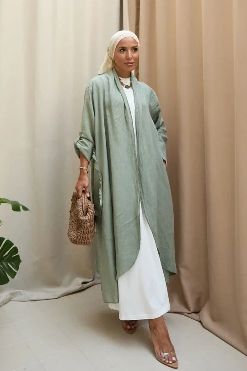 Kadın Keten Püsküllü Uzun Tunik-Ada Çayı