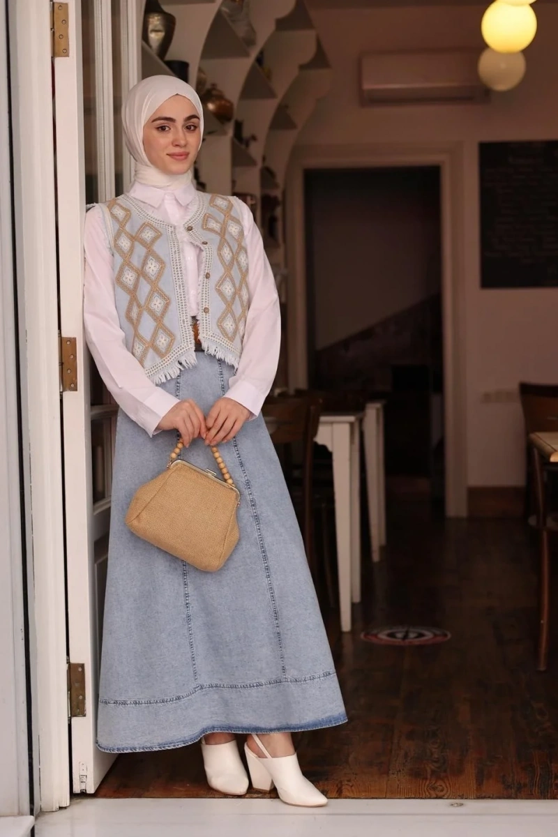 Kadın Denim Etek - Açık Mavi