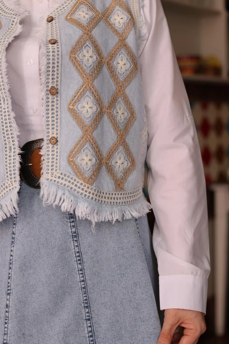 Kadın Denim Etek - Açık Mavi