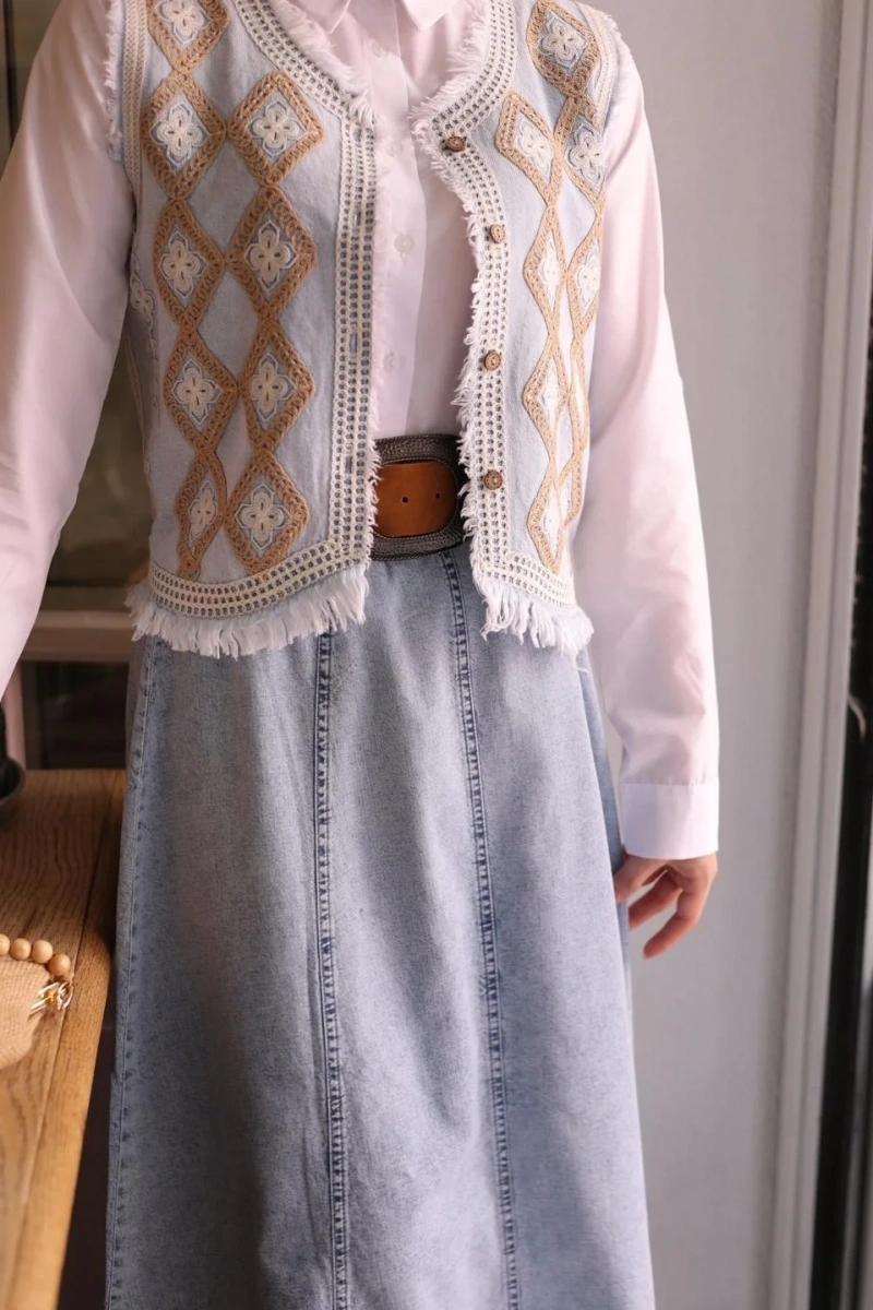 Kadın Denim Etek - Açık Mavi