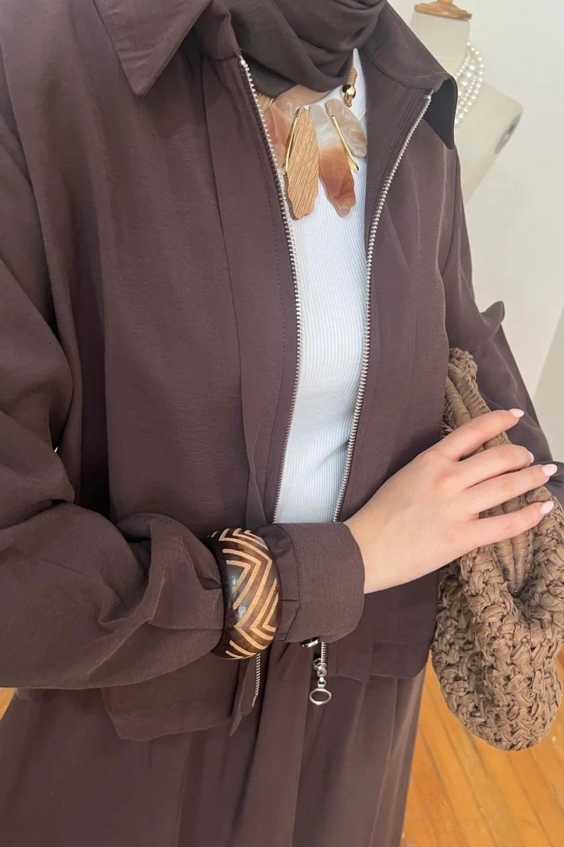 Kadın Modal Etekli Takım - Kahverengi