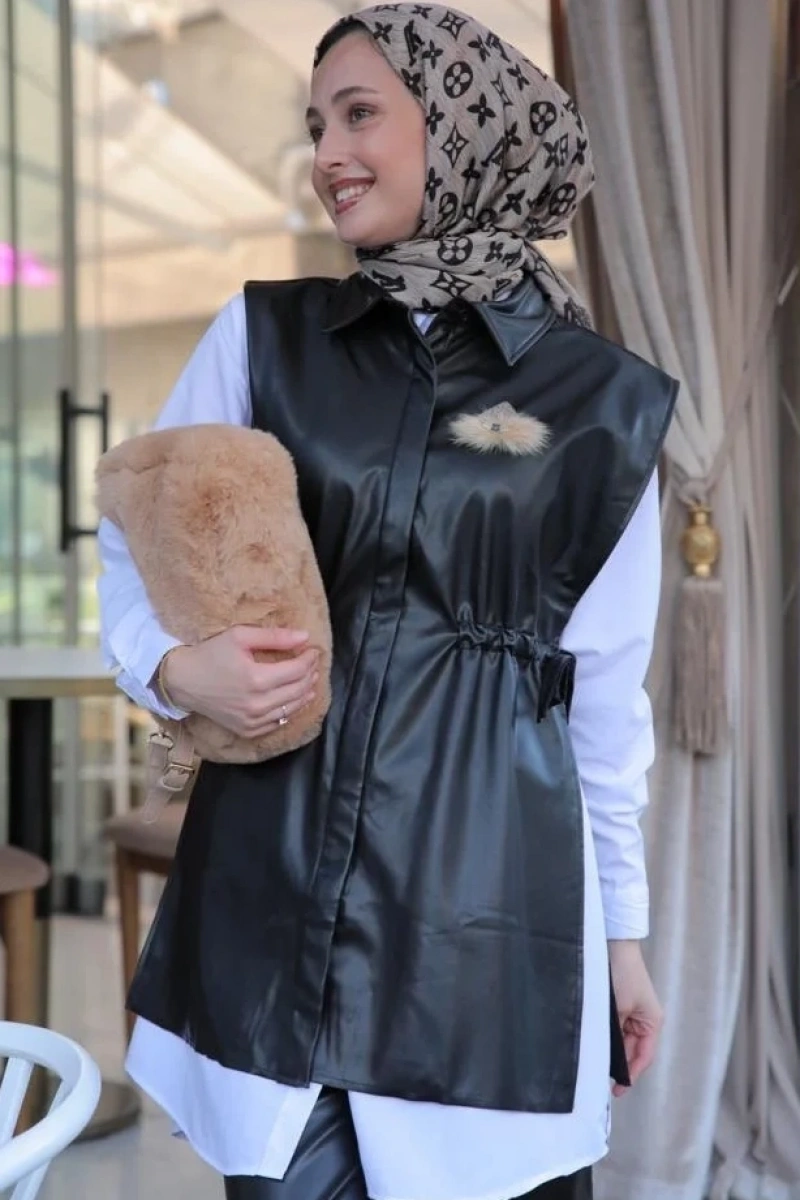 Deri Yelek-Siyah