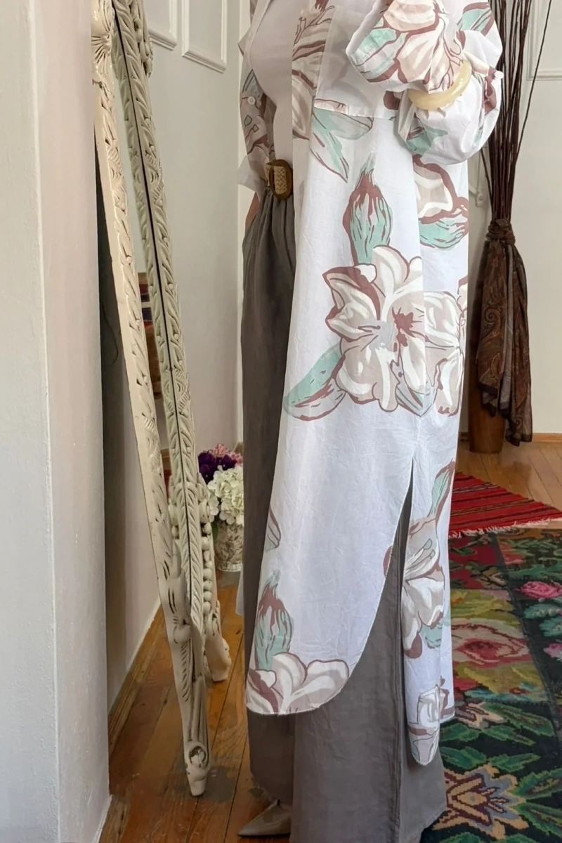 Floral Premium Vual Kap Beyaz