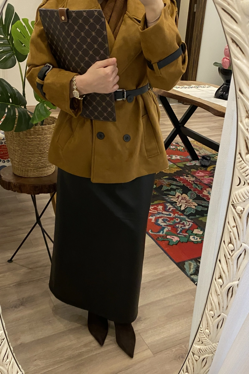 Kadın Deri Siyah Etek