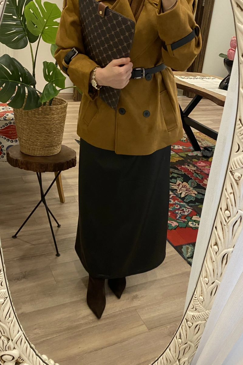 Kadın Deri Siyah Etek