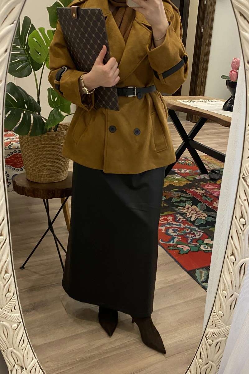 Kadın Deri Siyah Etek