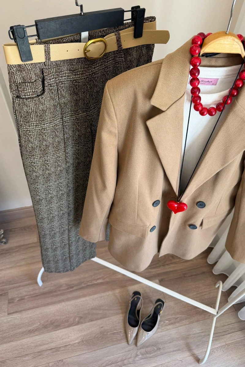 Kadın Premium Camel Blazer