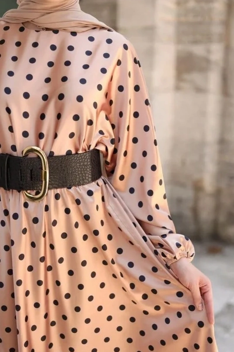 Kapadokya Puantiyeli Elbise - Vizon