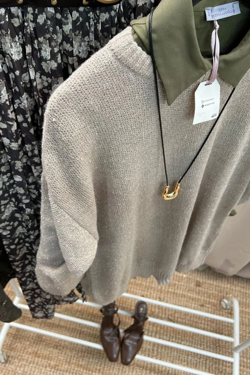 Pullu Triko Kazak - Vizon