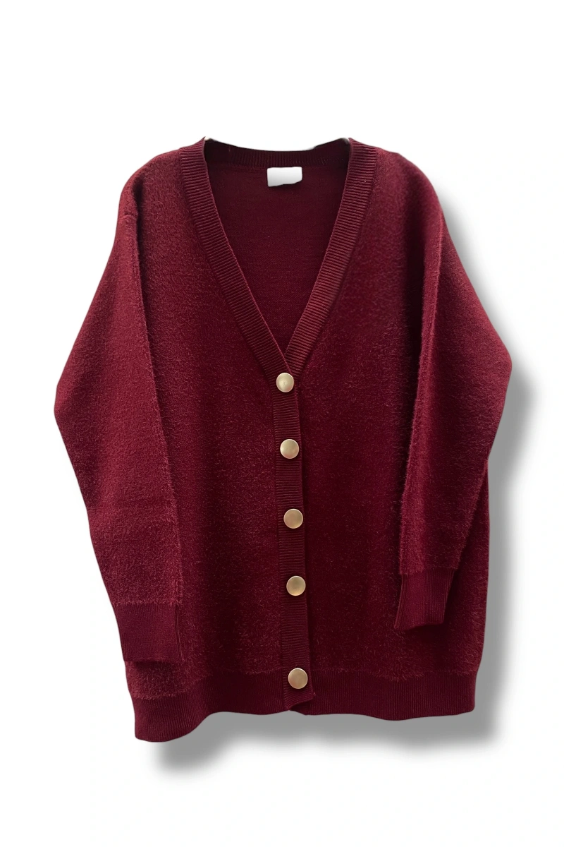 Sakallı Bordo Hırka