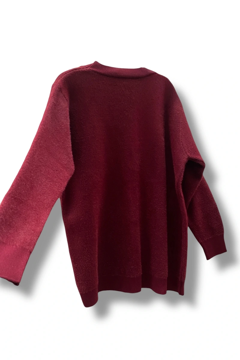 Sakallı Bordo Hırka