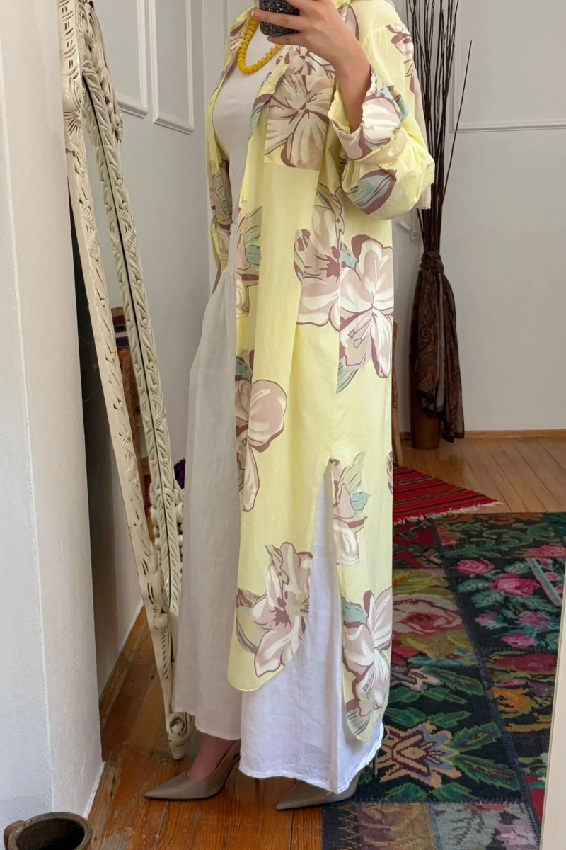Floral Premium Vual Kap Sarı