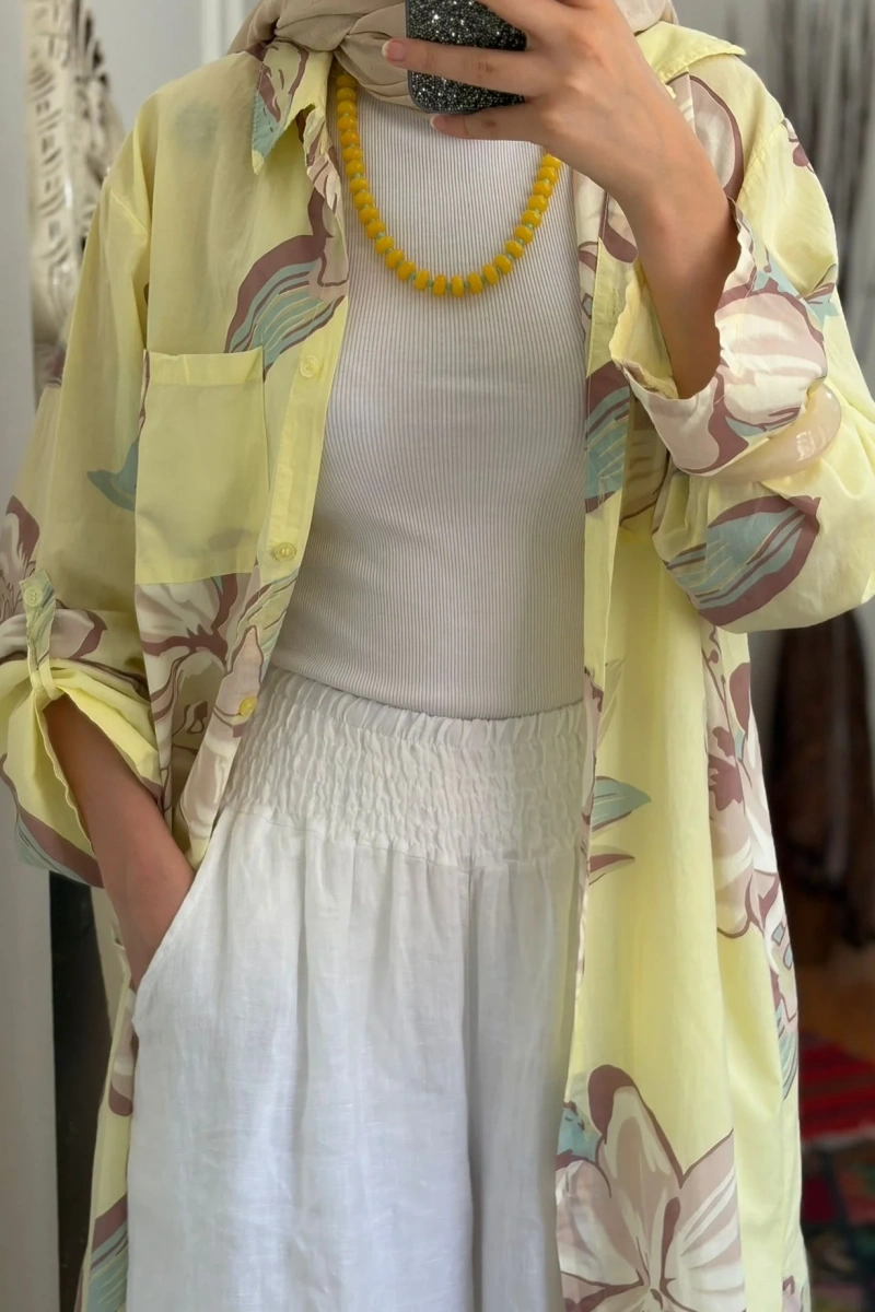 Floral Premium Vual Kap Sarı