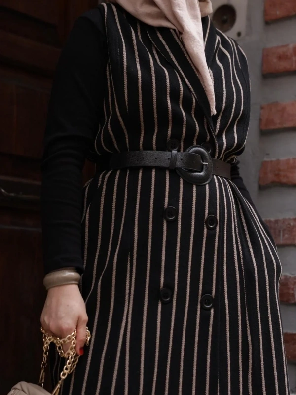 Vizon Çizgili Yelek