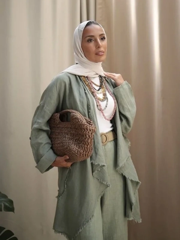 Kadın Keten Püsküllü Kısa Tunik-Ada Çayı