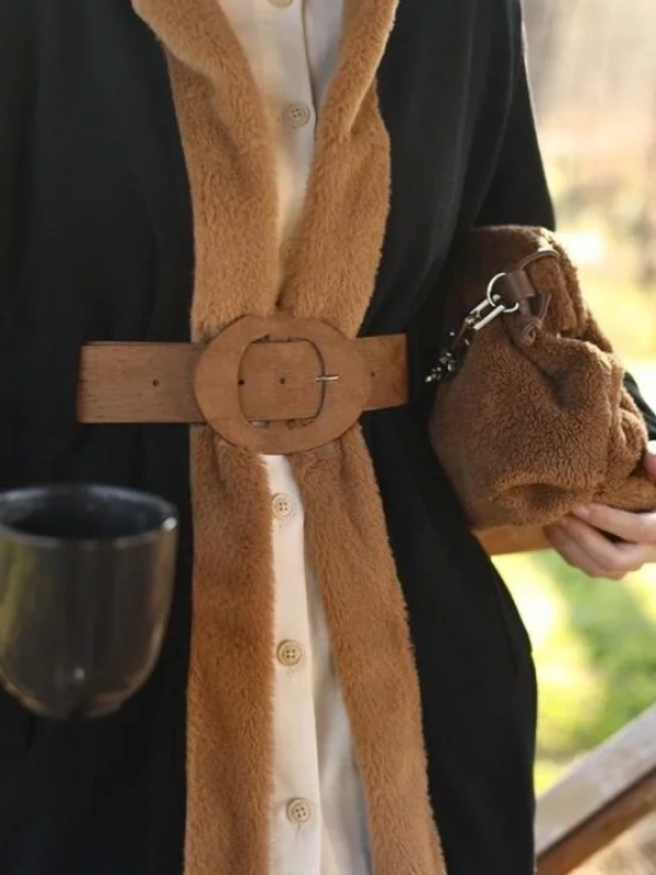 Kürk Detaylı İkili Takım-Camel