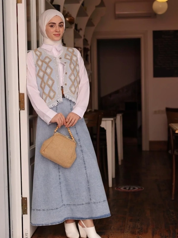 Kadın Denim Etek - Açık Mavi