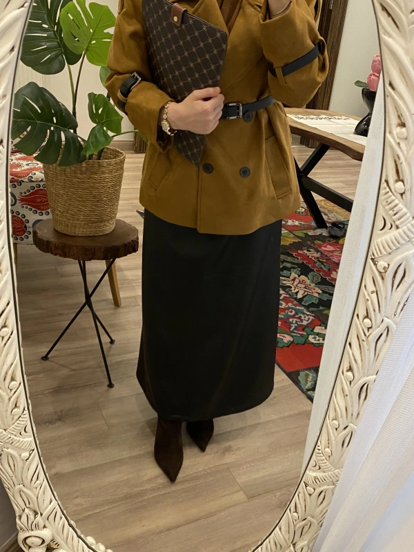 Kadın Deri Siyah Etek