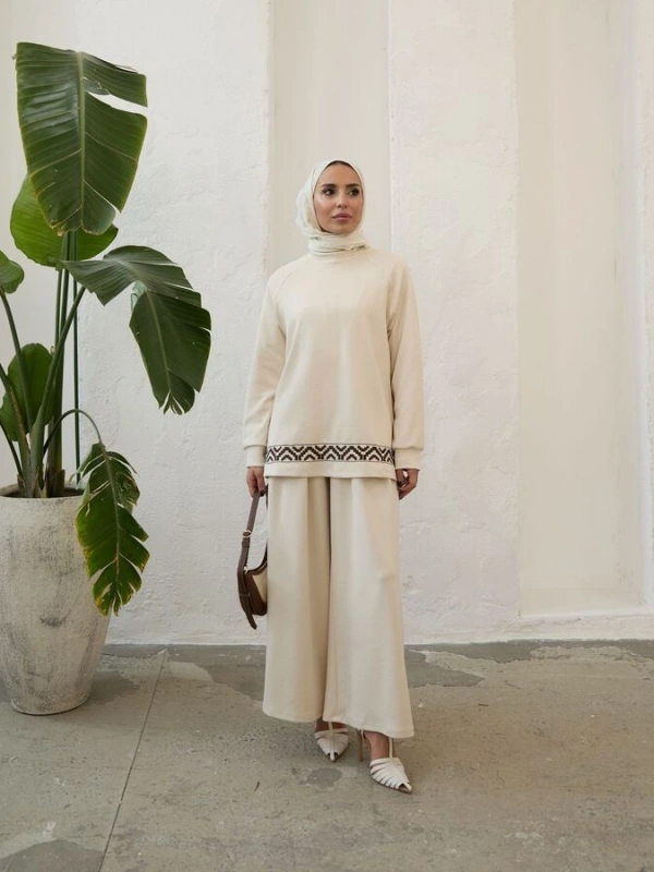 Kadın Modal Nakışlı Takım-Taş