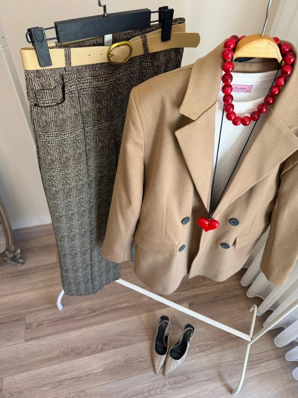 Kadın Premium Camel Blazer