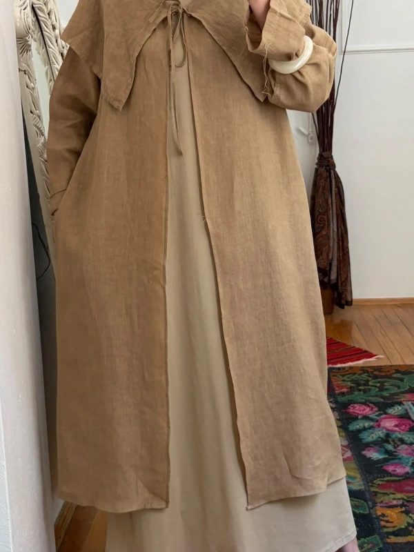 Lale Yaka Keten Kap Bej