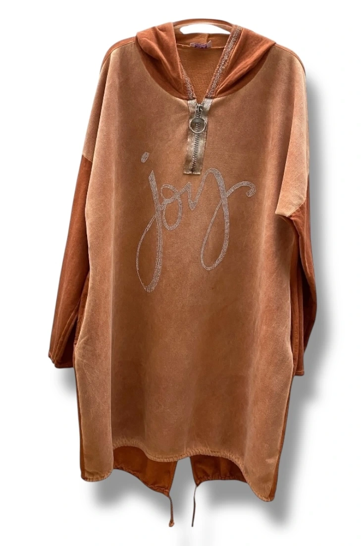 Kapüşonlu cepli joy süet weat