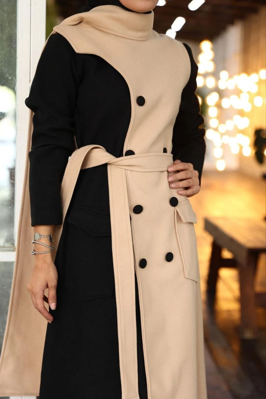 Kadın Kaşe Sekiz Düğmeli Kap-Taş