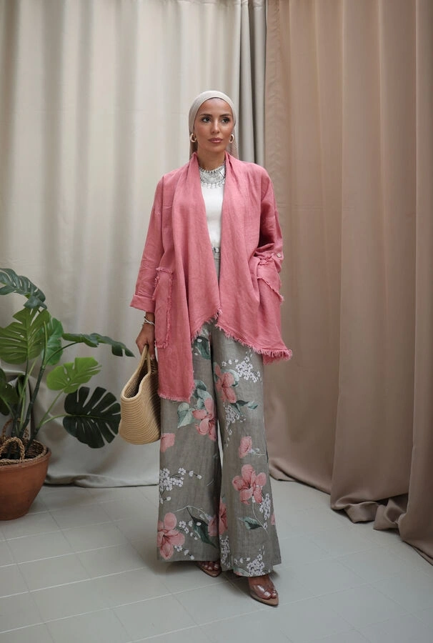 Kadın Keten Püsküllü Kısa Tunik- Mercan