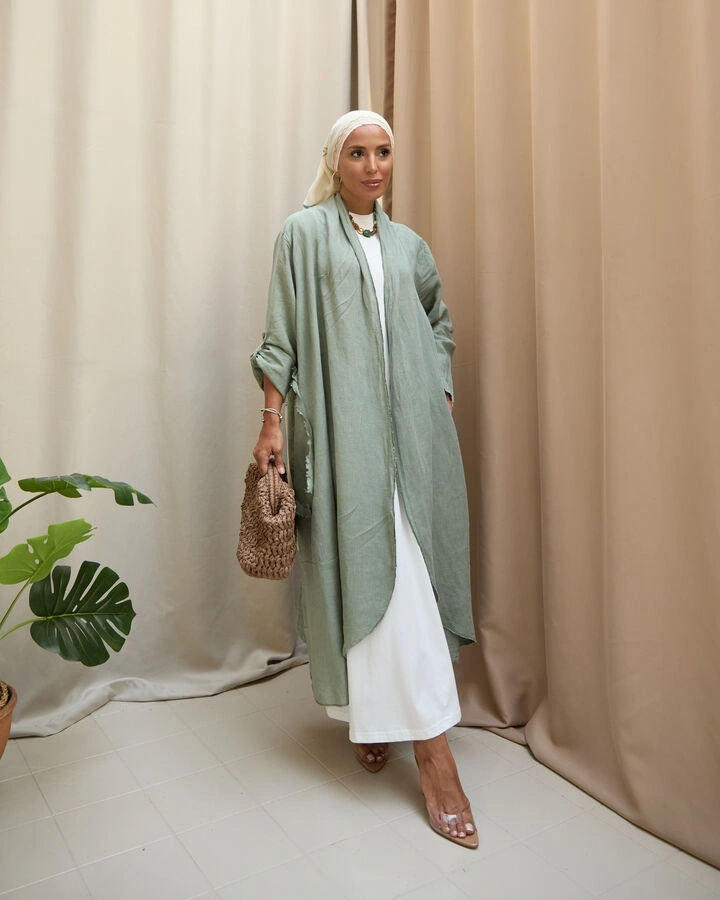 Kadın Keten Püsküllü Uzun Tunik-Ada Çayı
