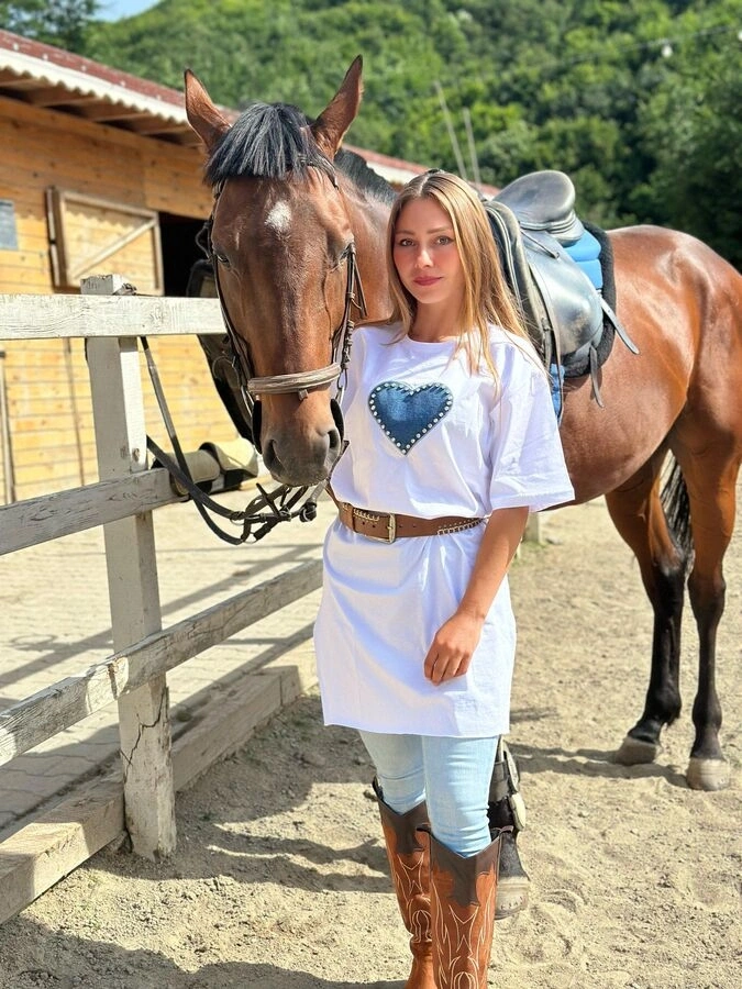 Kadın Kot Kalpli İçlik-Beyaz