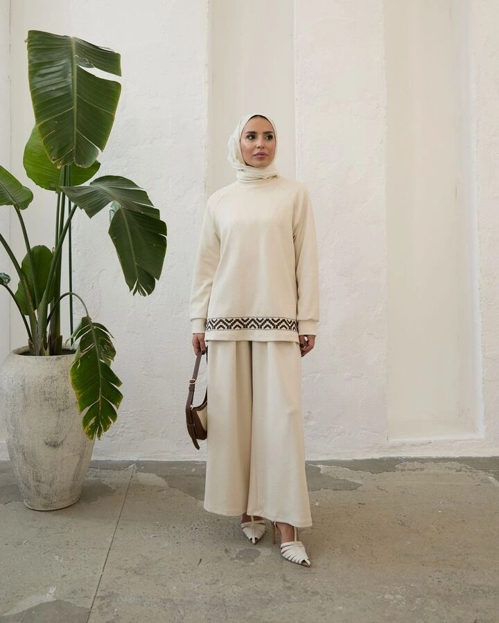 Kadın Modal Nakışlı Takım-Taş