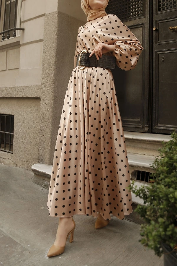 Kapadokya Puantiyeli Elbise - Vizon