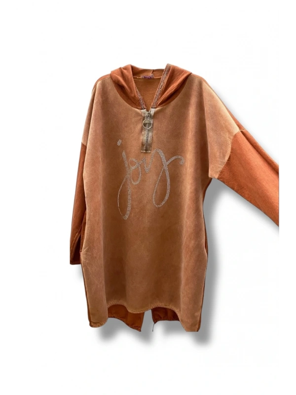 Kapüşonlu cepli joy süet weat