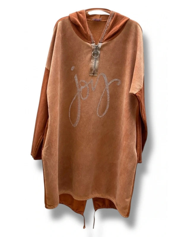 Kapüşonlu cepli joy süet weat