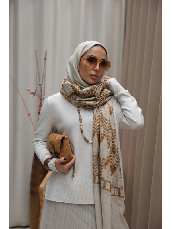 Kadın Dikiş Detaylı Etekli Triko Takım- Gri_