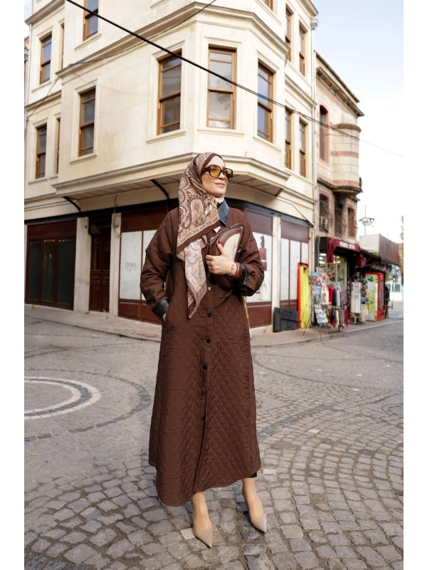 Kadın Kapitone Kap-Kahverengi