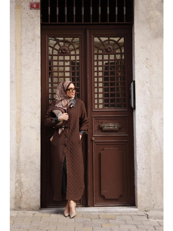 Kadın Kapitone Kap-Kahverengi