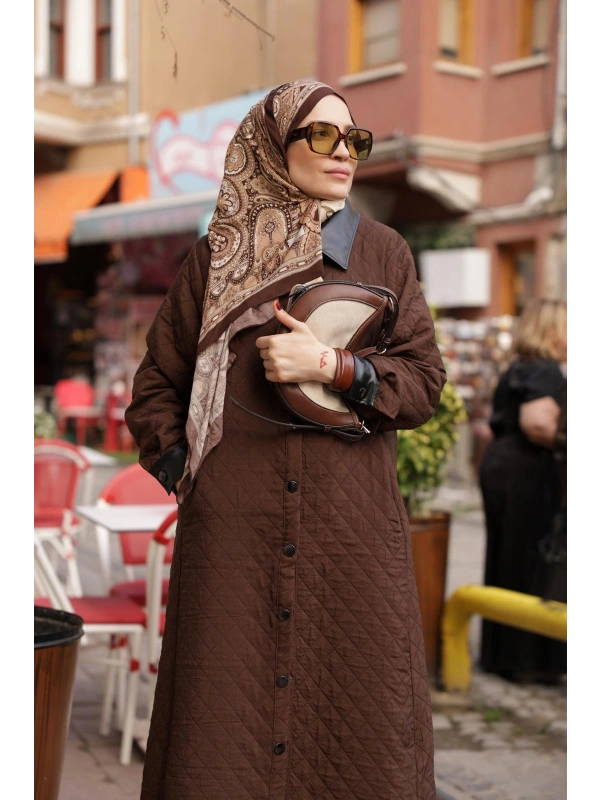 Kadın Kapitone Kap-Kahverengi