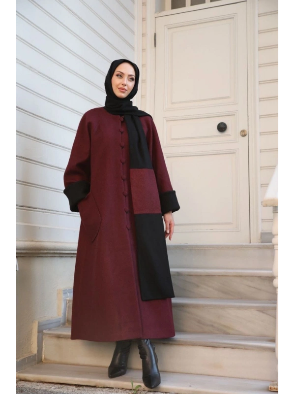 Kadın Kaşe Bordo Kap -Bordo