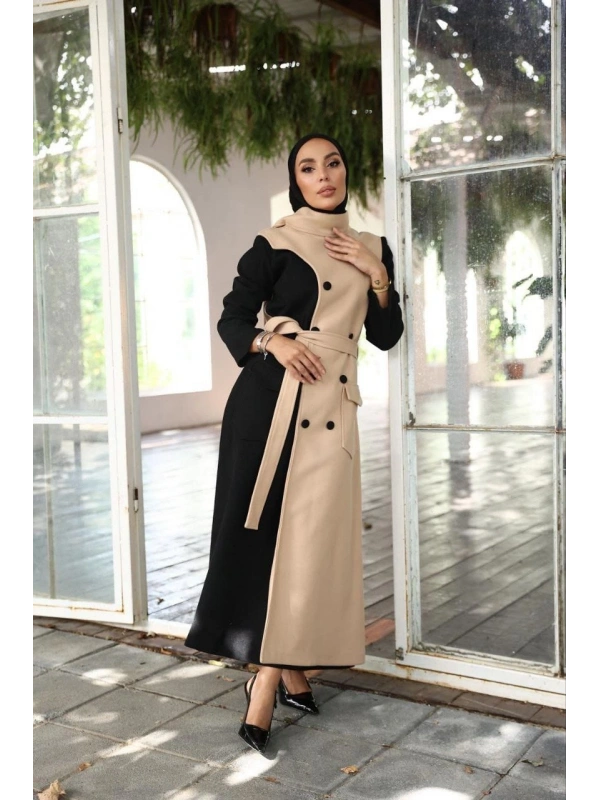 Kadın Kaşe Sekiz Düğmeli Kap-Taş