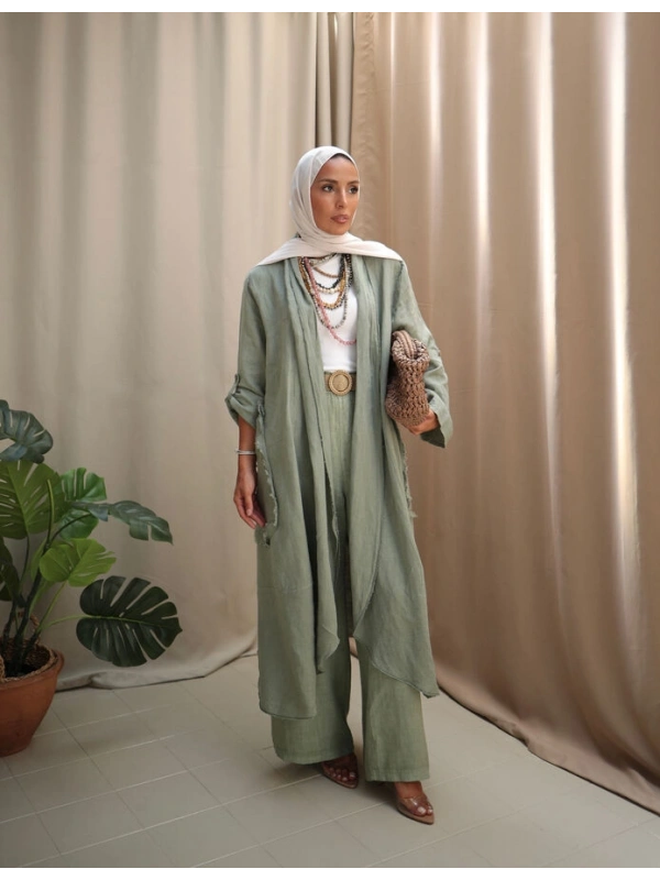 Kadın Keten Püsküllü Uzun Tunik-Ada Çayı