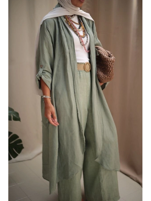 Kadın Keten Püsküllü Uzun Tunik-Ada Çayı
